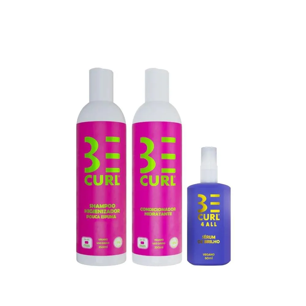 KIT BE CURL LOW POO SHAMPOO 350ML + CONDICIONADOR 350ML + SéRUM DE BRILHO 60ML