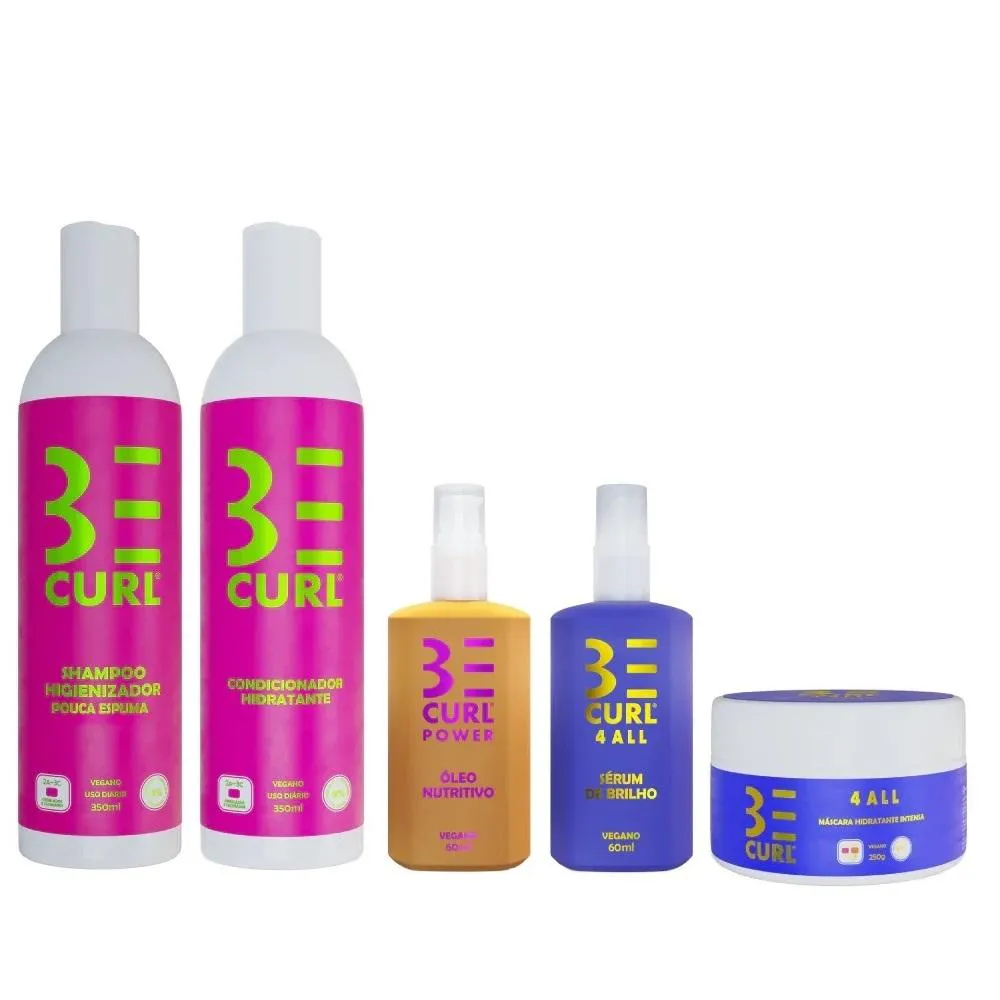 KIT BE CURL LOW POO SUPER TRATAMENTO E BRILHO (5 PRODUTOS)