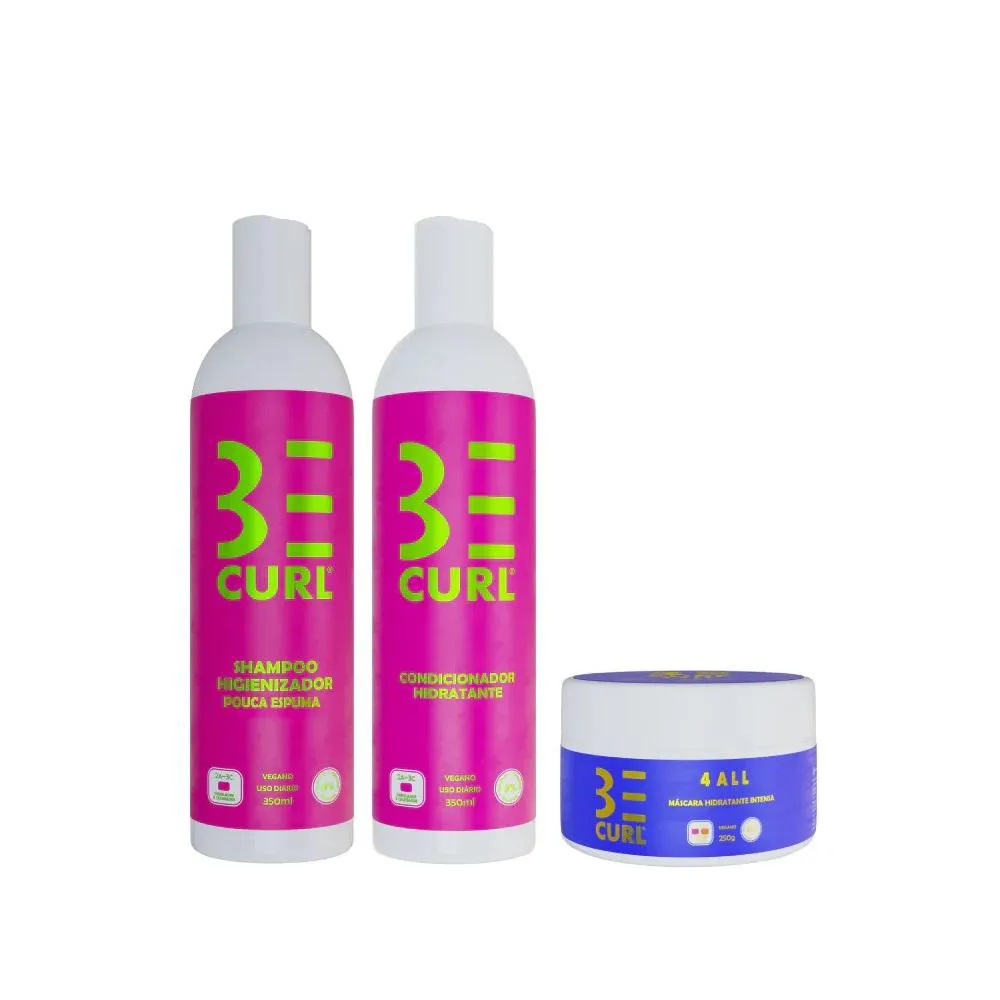 KIT BE CURL LOW POO SHAMPOO 350ML + CONDICIONADOR 350ML + MáSCARA 250G