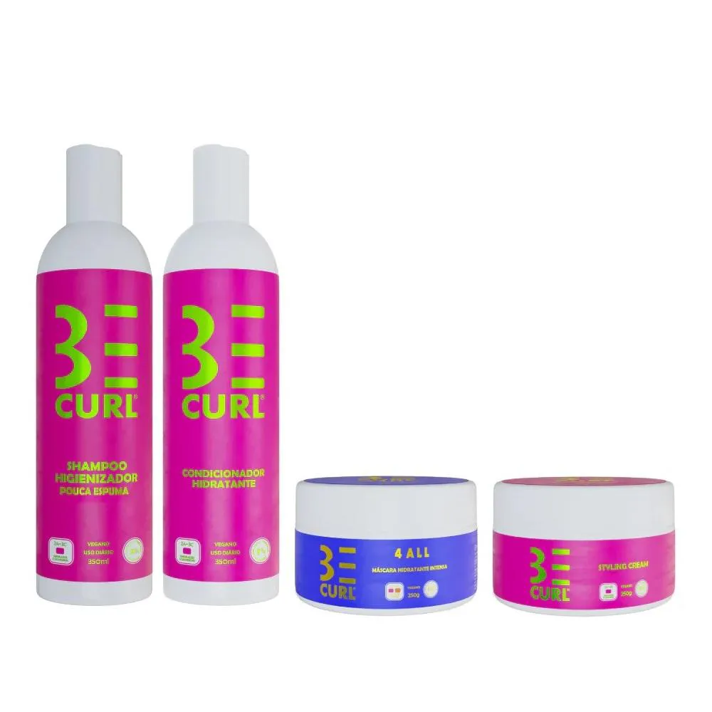 KIT BE CURL LOW POO TRATAMENTO CABELOS CACHEADOS E ONDULADOS (4 PRODUTOS)