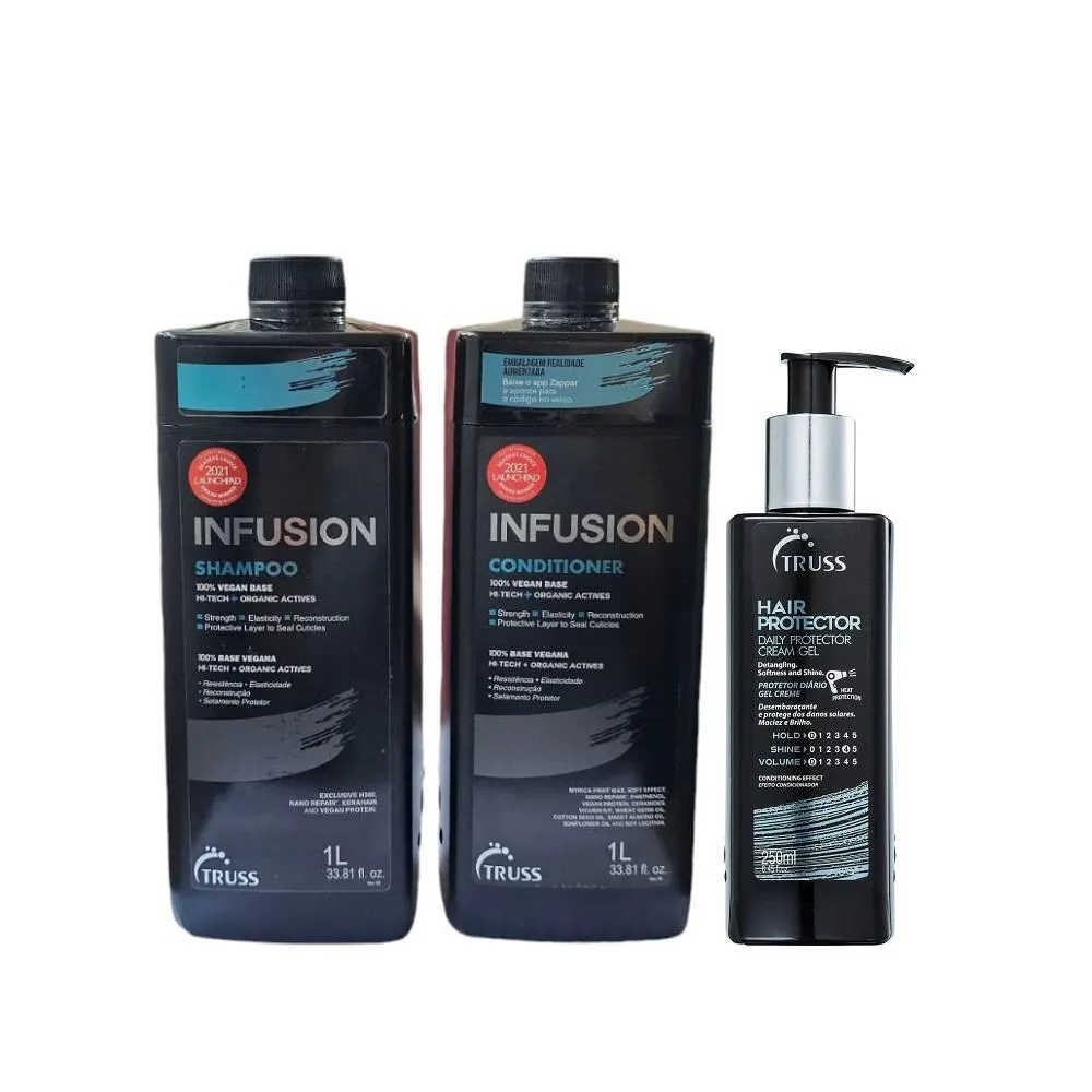 KIT TRUSS INFUSION SHAMPOO 1000ML + CONDICIONADOR 1000ML + HAIR PROTECTOR 250ML