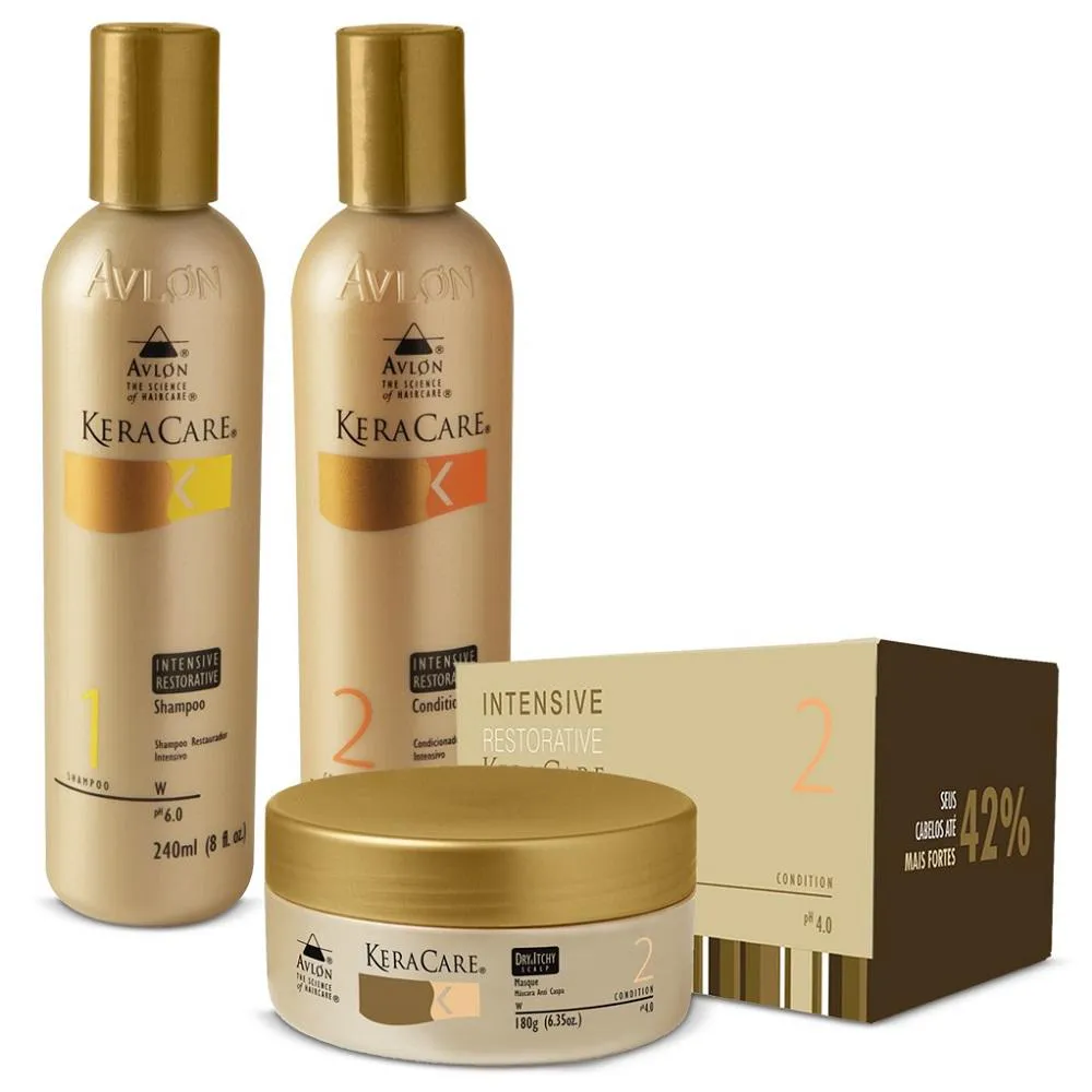KIT AVLON KERACARE INTENSIVE RESTORATIVE SHAMPOO 240ML + CONDICIONADOR 240ML + MáSCARA 180G