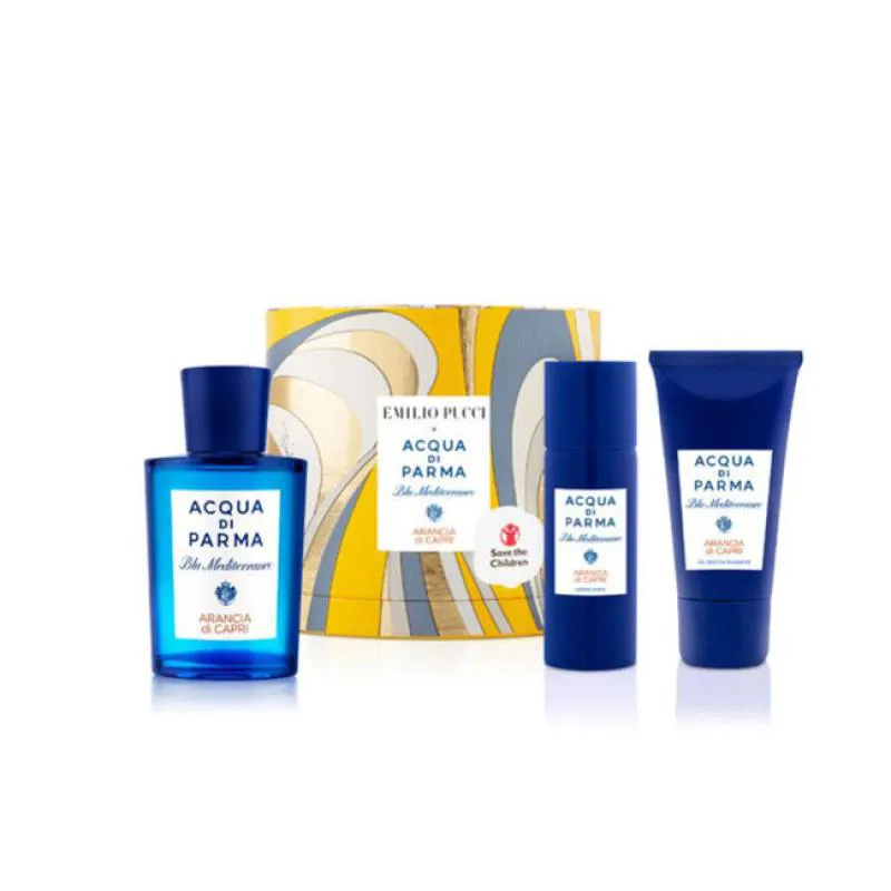 ACQUA DI PARMA BLU MEDITERRANEO ARANCIA DI CAPRI EDT 75ML + GEL DE BANHO 40ML + LOÇÃO CORPORAL 50ML.