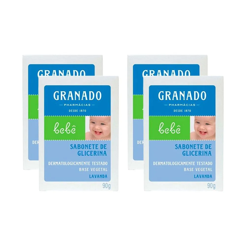 KIT SABONETE INFANTIL GRANADO BEBE LAVANDA 90G C/4UN