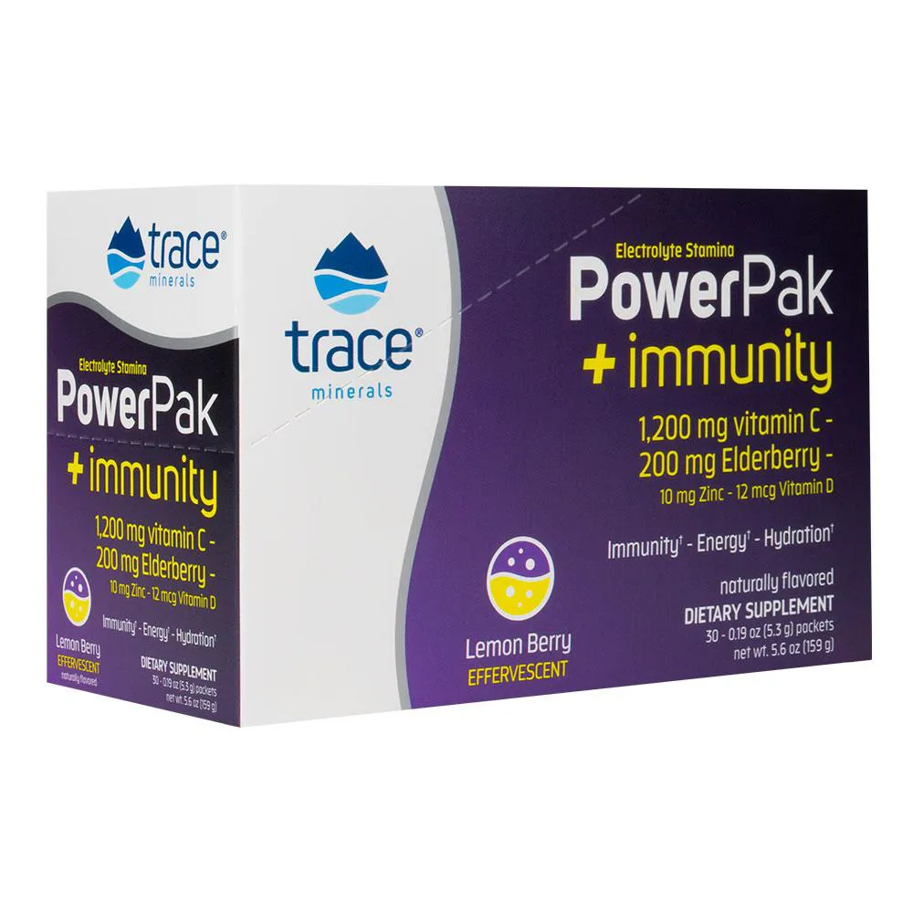 TRACE MINERALS ELETRóLITO POWERPAK 30 SACHêS SABOR LIMãO