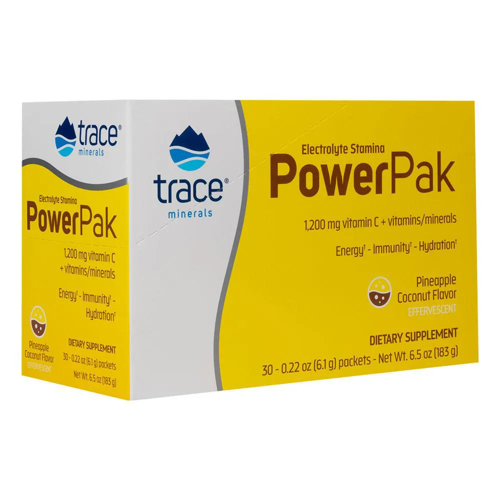 TRACE MINERALS ELETRóLITO POWER PAK 30PSC SABOR ABACAXI