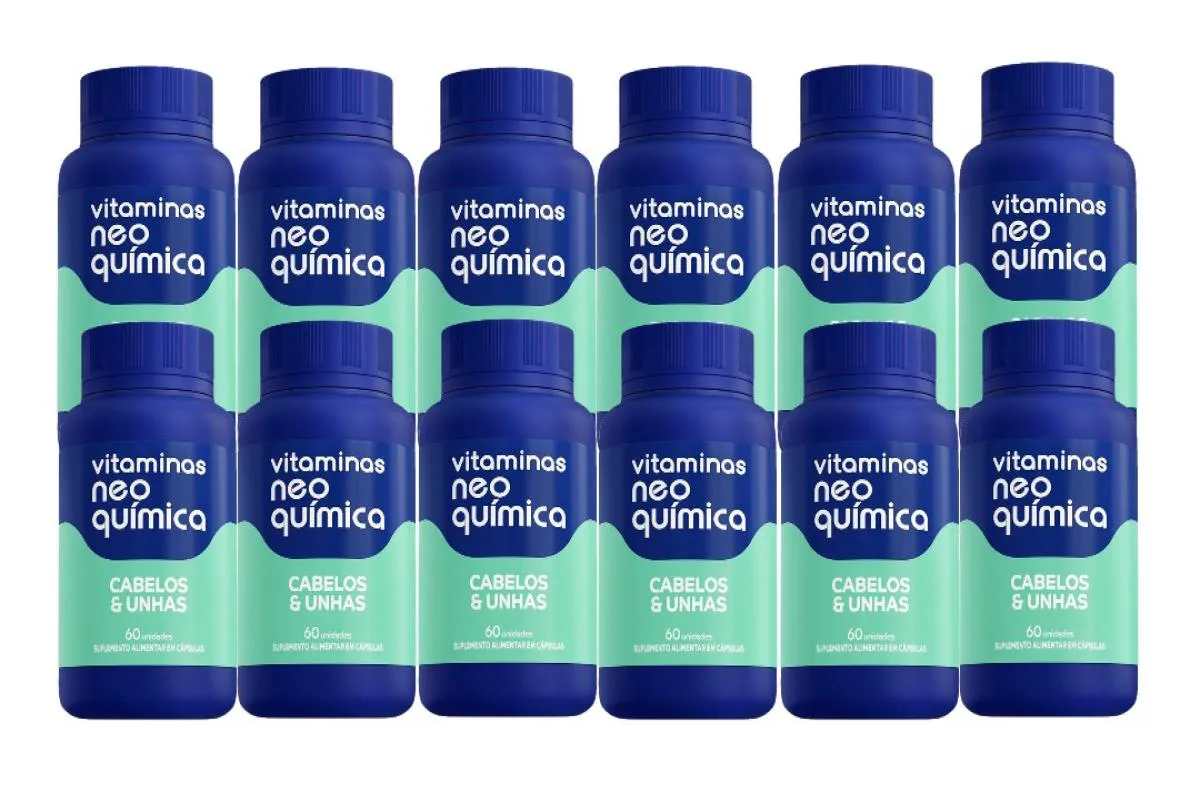 KIT 12X VITAMINAS CABELOS E UNHAS 60 CáPSULAS - NEO QUIMICA