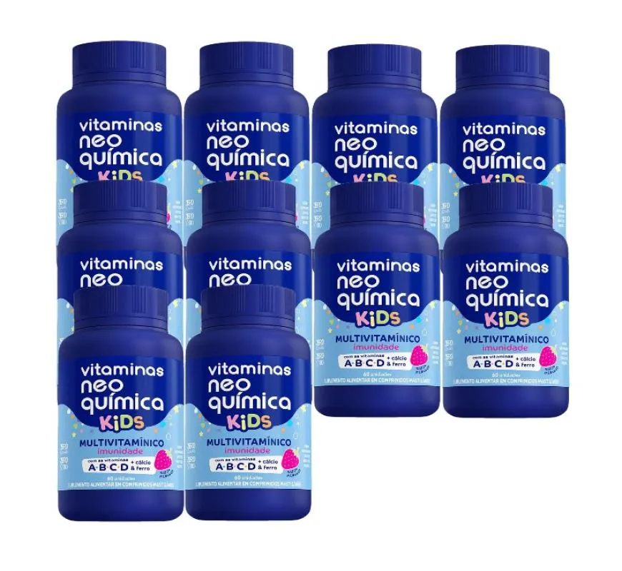 KIT 10X VITAMINA KIDS MORANGO COM 60 COMP - NEO QUíMICA