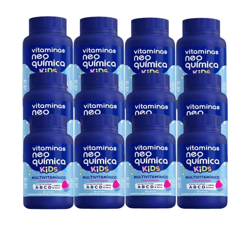 KIT 12X VITAMINA KIDS MORANGO COM 60 COMP - NEO QUíMICA