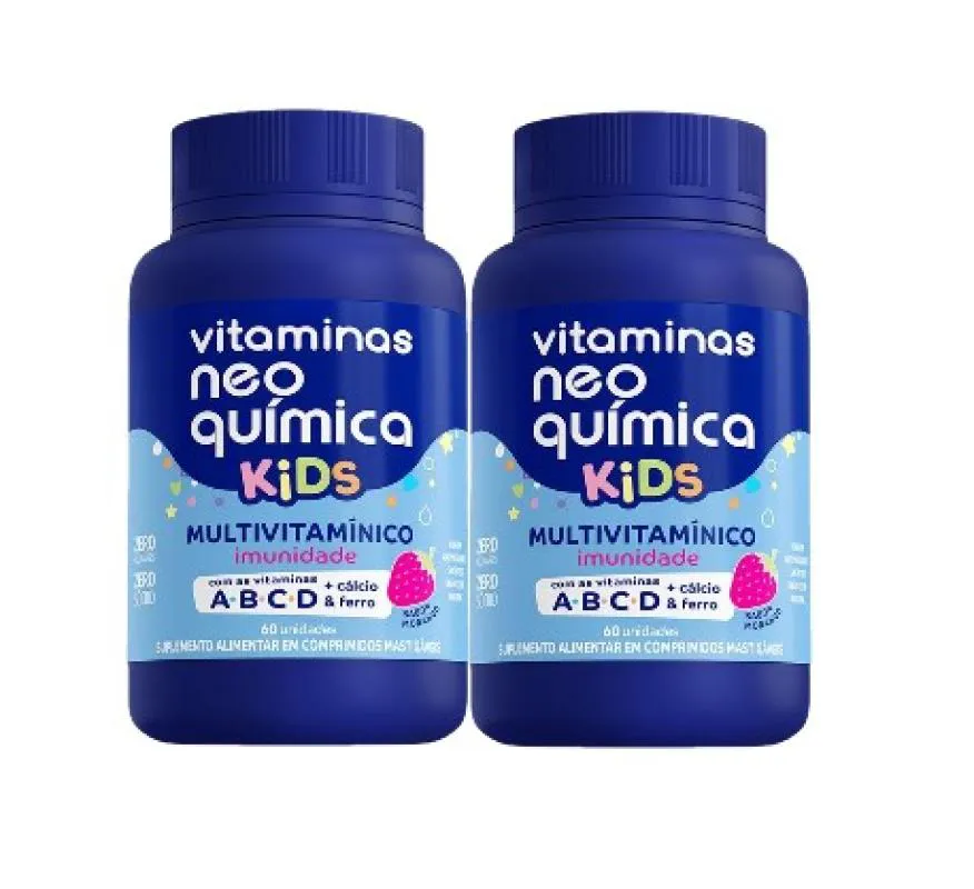 KIT 2X VITAMINA KIDS MORANGO COM 60 COMP - NEO QUíMICA