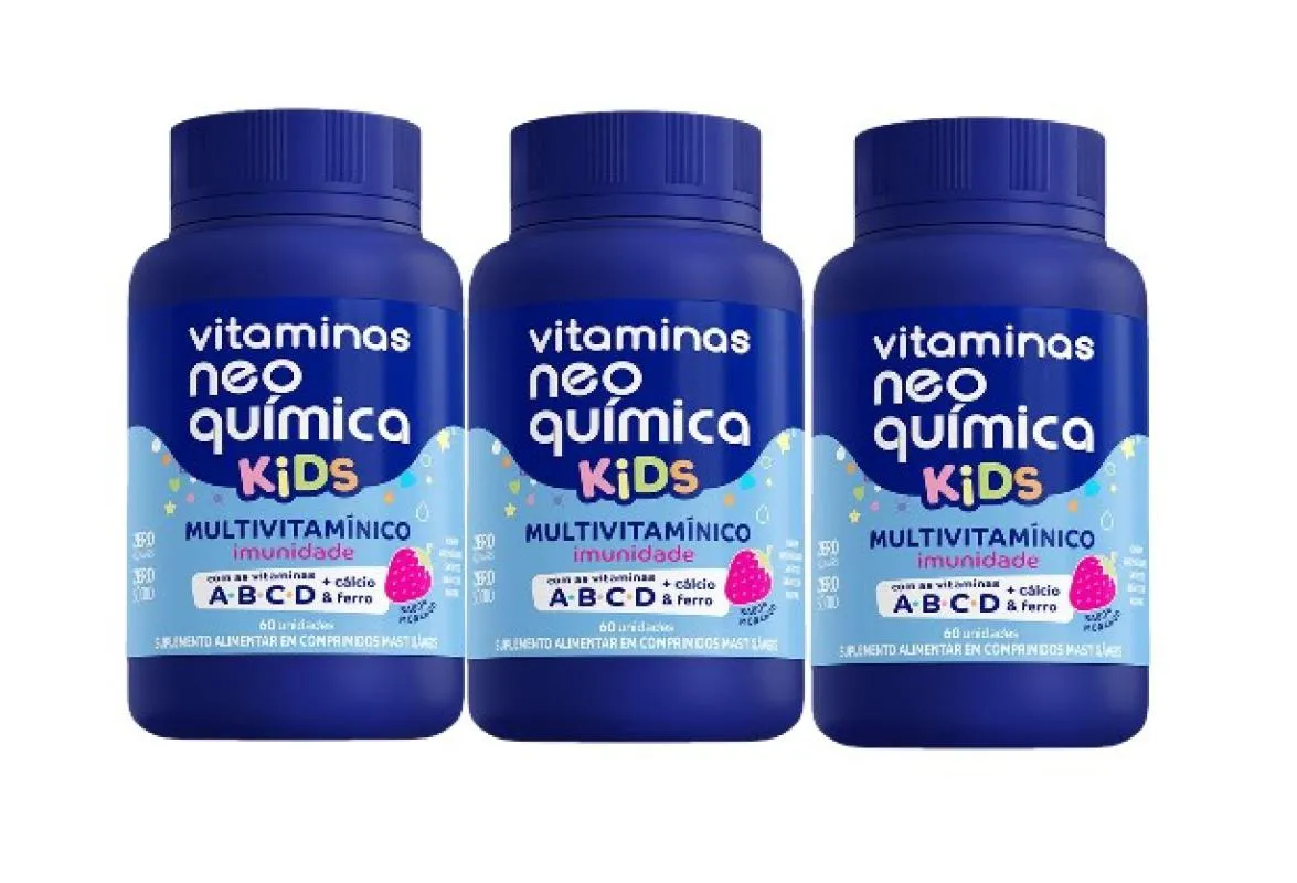 KIT 3X VITAMINA KIDS MORANGO COM 60 COMP - NEO QUíMICA