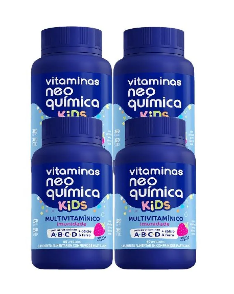 KIT 4X VITAMINA KIDS MORANGO COM 60 COMP - NEO QUíMICA