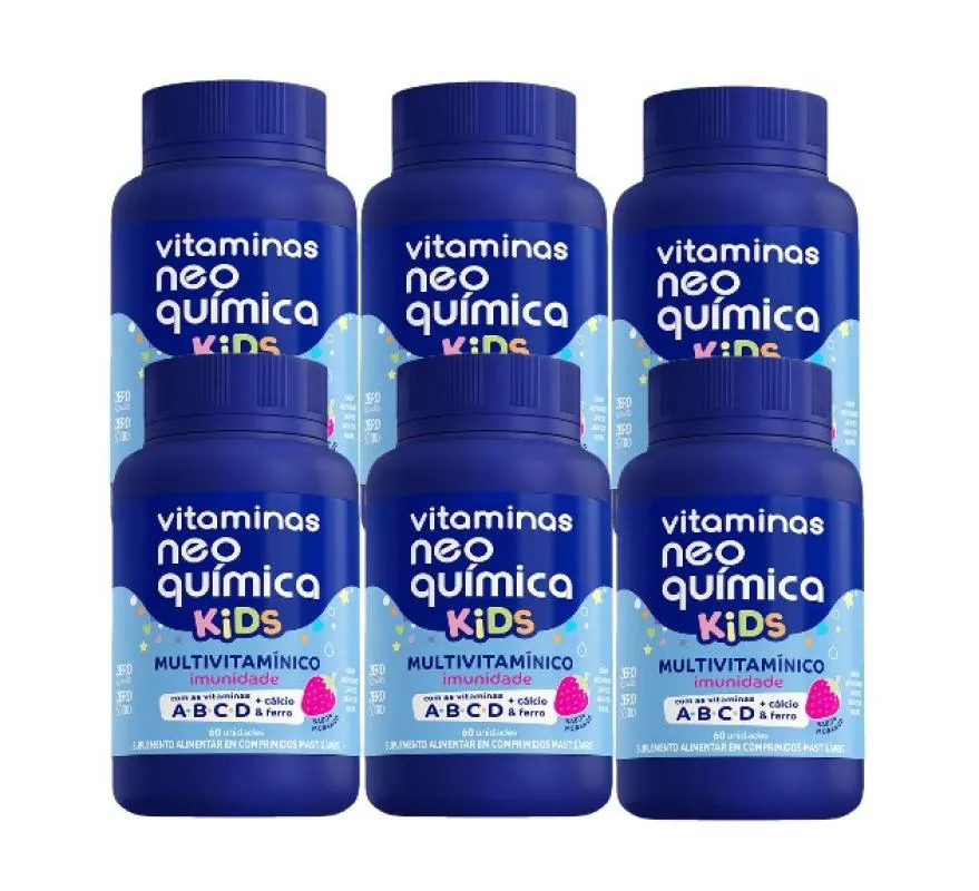 KIT 6X VITAMINA KIDS MORANGO COM 60 COMP - NEO QUíMICA