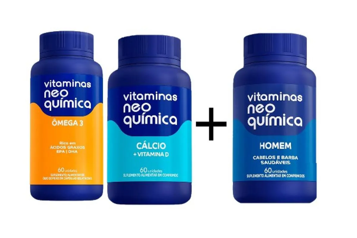 KIT ÔMEGA C/60 + CáLCIO C/60 GANHE HOMEM C/60 - NEO QUíMICA