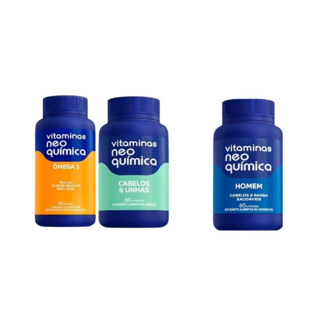KIT ÔMEGA+CABELOS E UNHAS/GANHE HOMEM 60CPR - NEO QUíMICA