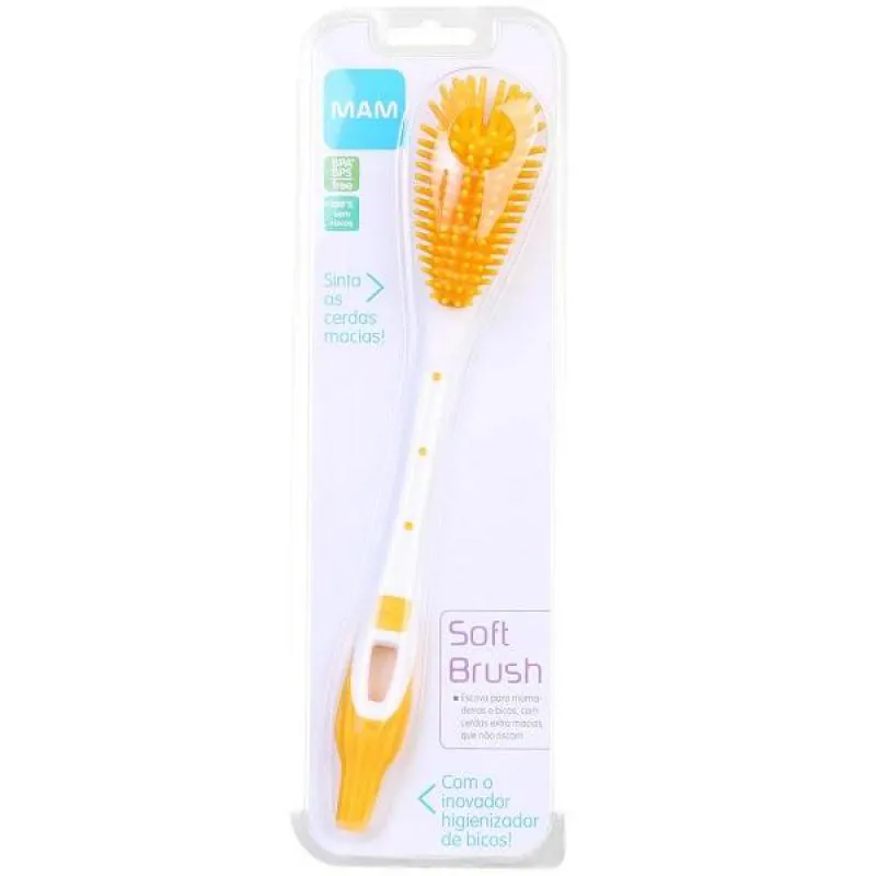 ESCOVA LIMPEZA DE MAMADEIRAS E BICOS MAM SOFT BRUSH Amarelo