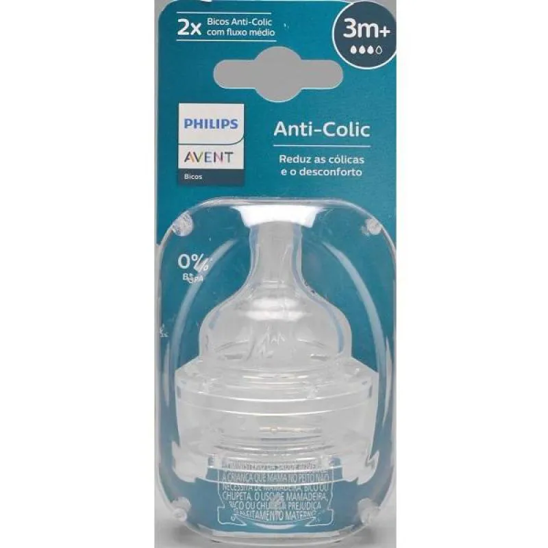 BICO MAMADEIRA ANTI COLIC FLUXO MEDIO COM 2 UNIDADES AVENT SCY763/02