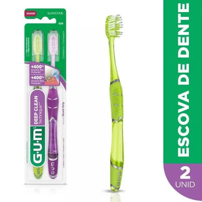 GUM ESCOVA DENTAL TECHNIQUE DEEP CLEAN MACIA COR SORTIDA 2 UNIDADES