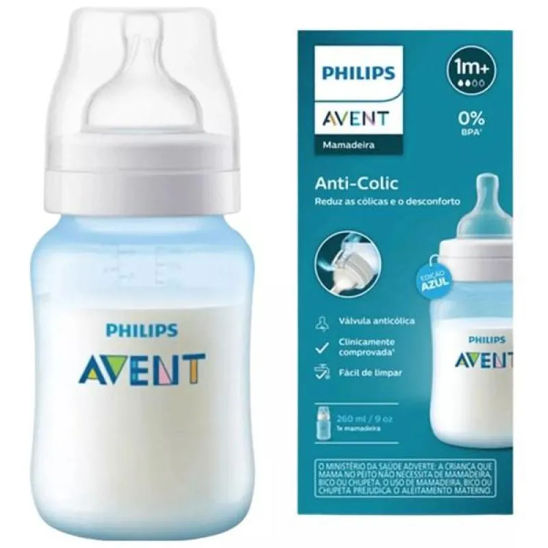 MAMADEIRA ANTI-COLIC CLASSICA 260ML AZUL PHILIPS AVENT SCY121/10