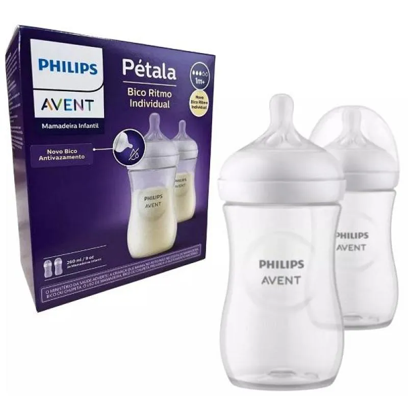 KIT 2 MAMADEIRAS PETALA 260ML PHILIPS AVENT SCY903/02