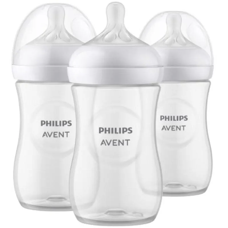 KIT COM 3 MAMADEIRA PETALA 3.0 260ML TRANSPARENTE PHILIPS AVENT SCY903/03