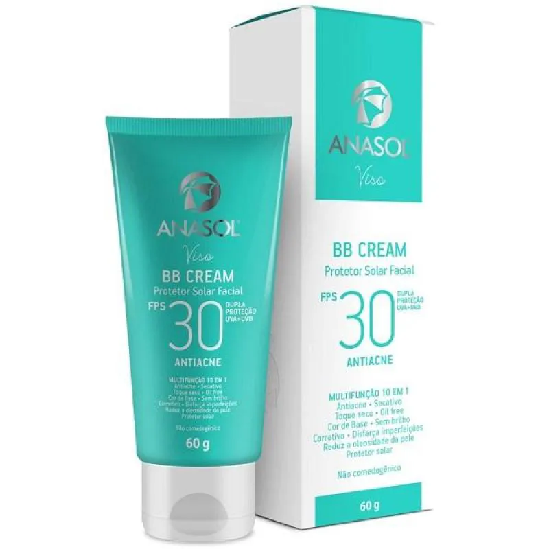 ANASOL BB CREAM PROTETOR SOLAR ANTIACNE FACIAL FPS30 60G
