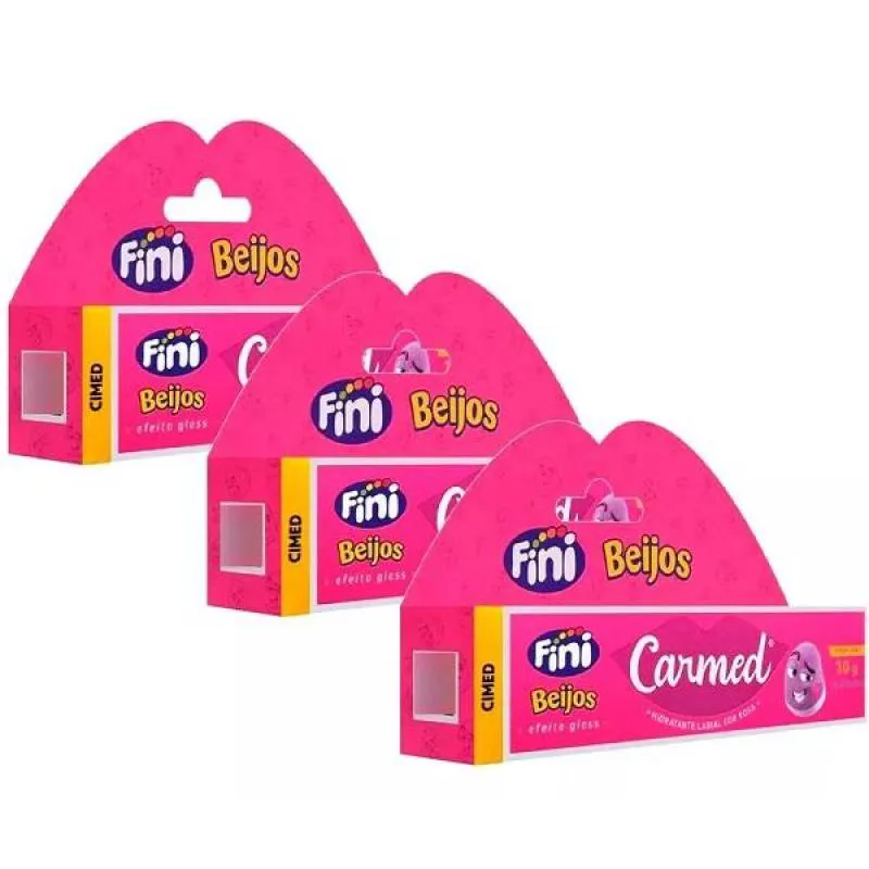KIT 3 HIDRATANTE LABIAL CARMED FINI BEIJOS ROSA GLOSS 10G