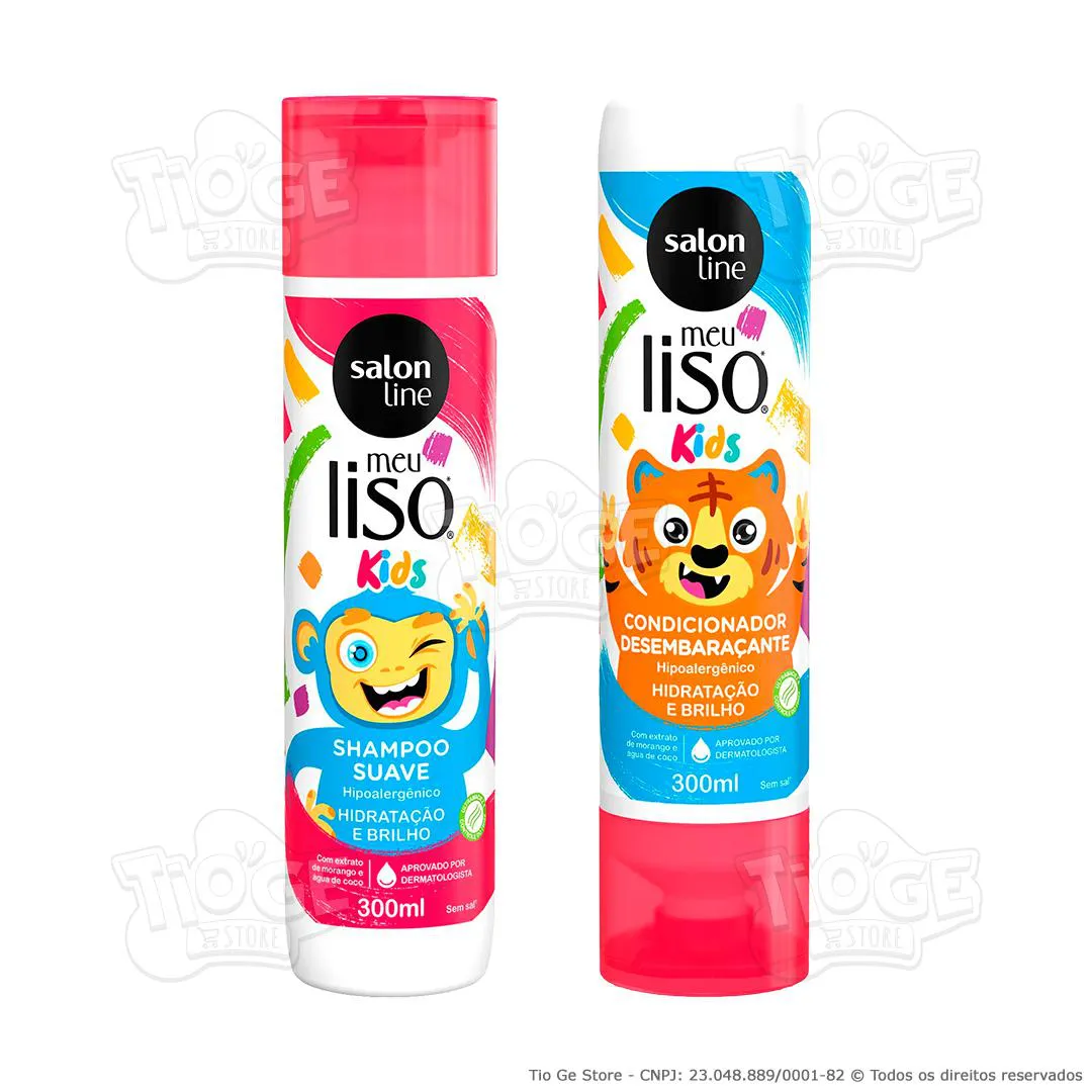 KIT 2 MEU LISO KIDS HIDRATAçãO E BRILHO CABELOS LISOS INFANTIL SHAMPOO + CONDICIONADOR