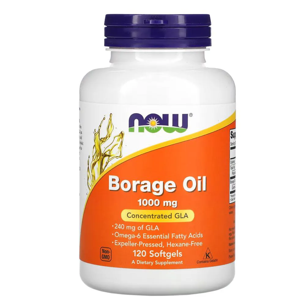 ÓLEO BORAGE 1000MG NOW FOODS BORRAGEM 120SOFT IMPORTADO