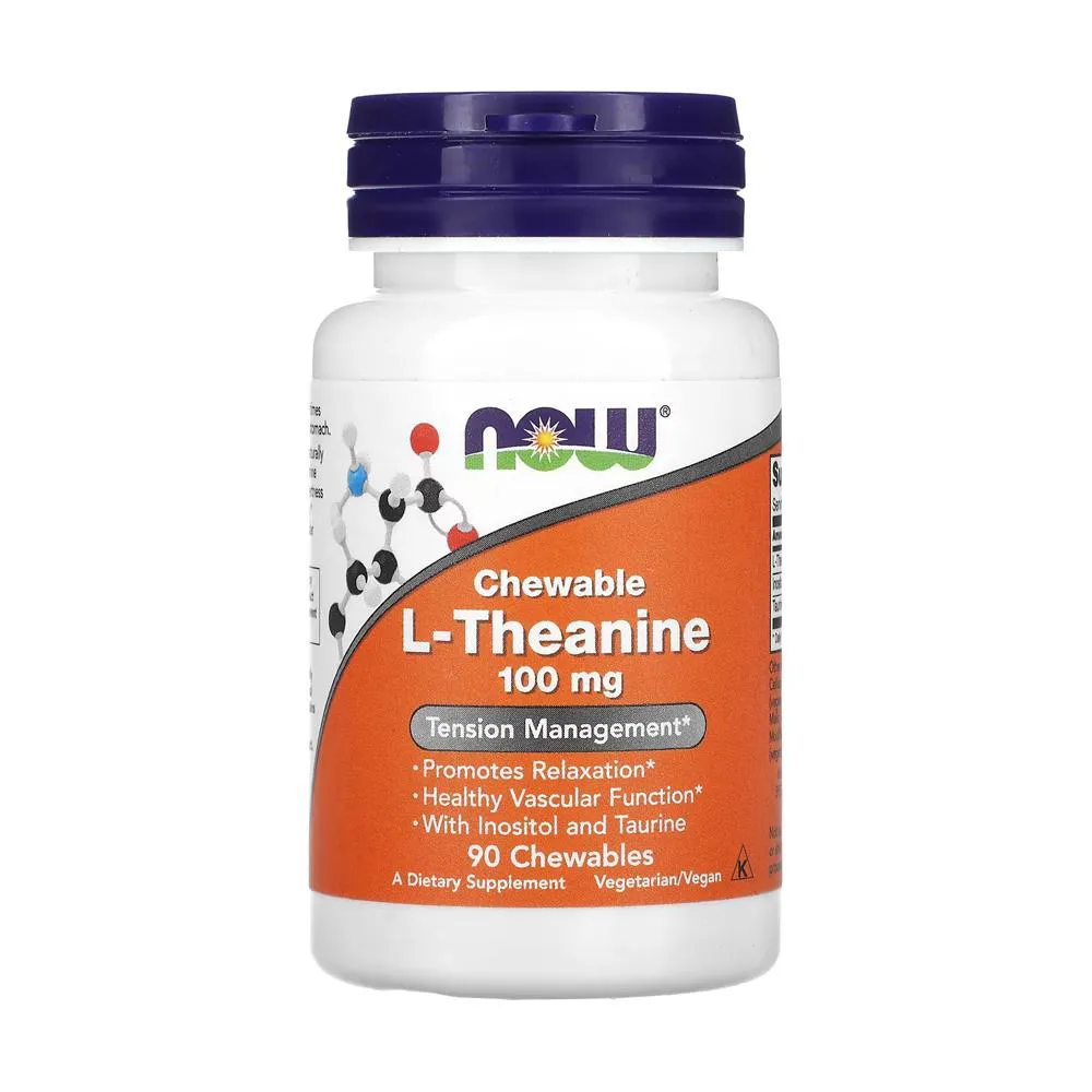 L-TEANINA 100MG NOW FOODS 90 CHEBLS MATIGáVEIS IMPORTADO