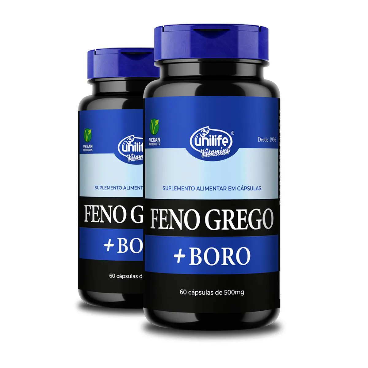 KIT 2 FENO GREGO + BORO B UNILIFE 500MG 60 CáPSULAS