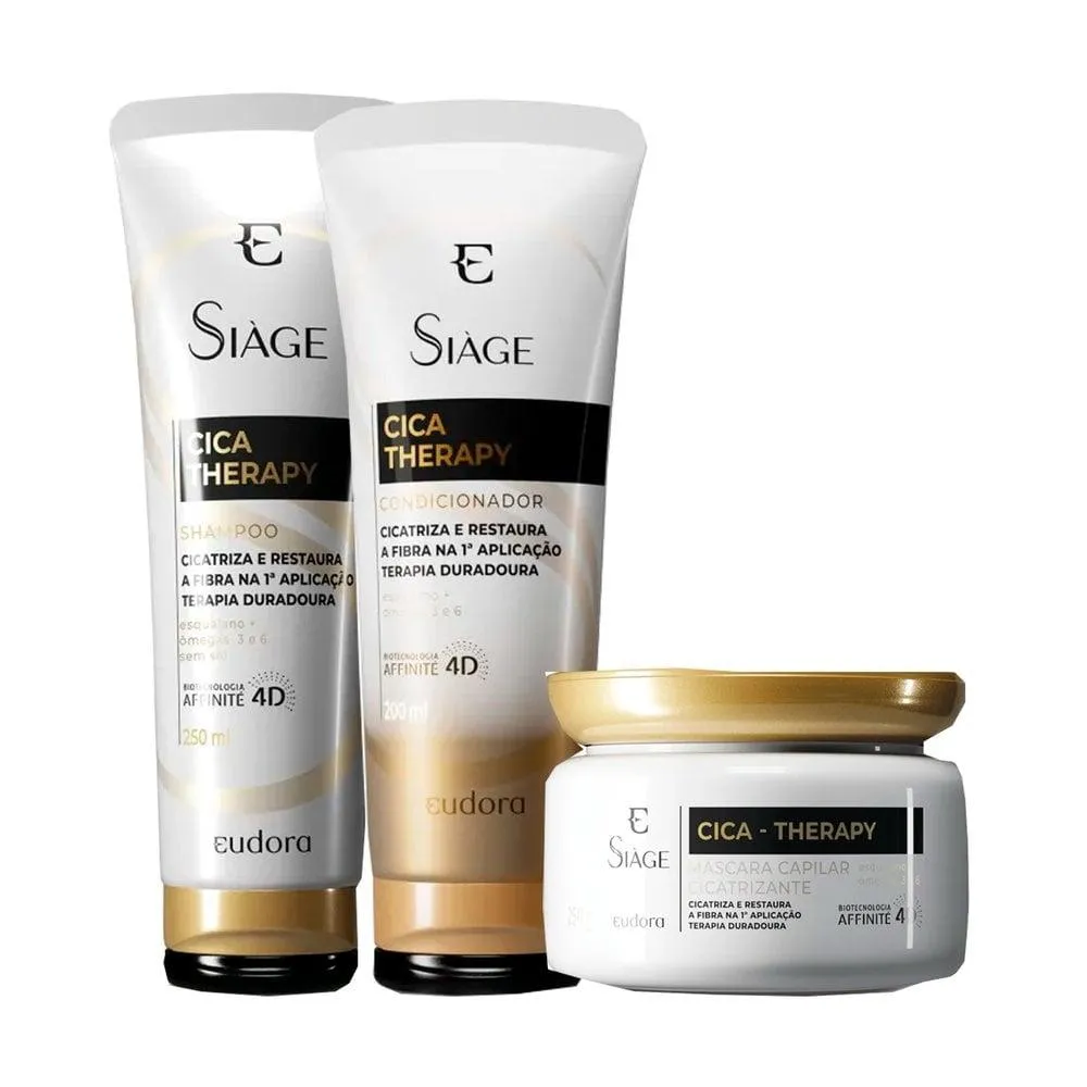 KIT SIáGE CICA THERAPY - SHAMPOO 250ML + CONDICIONADOR 200ML + MáSCARA 250G