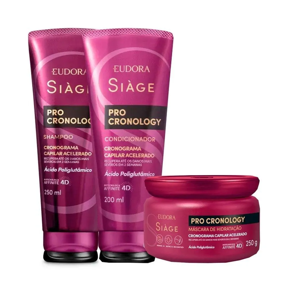 KIT SIáGE PRO CRONOLOGY - SHAMPOO 250ML + CONDICIONADOR 200ML + MáSCARA 250G
