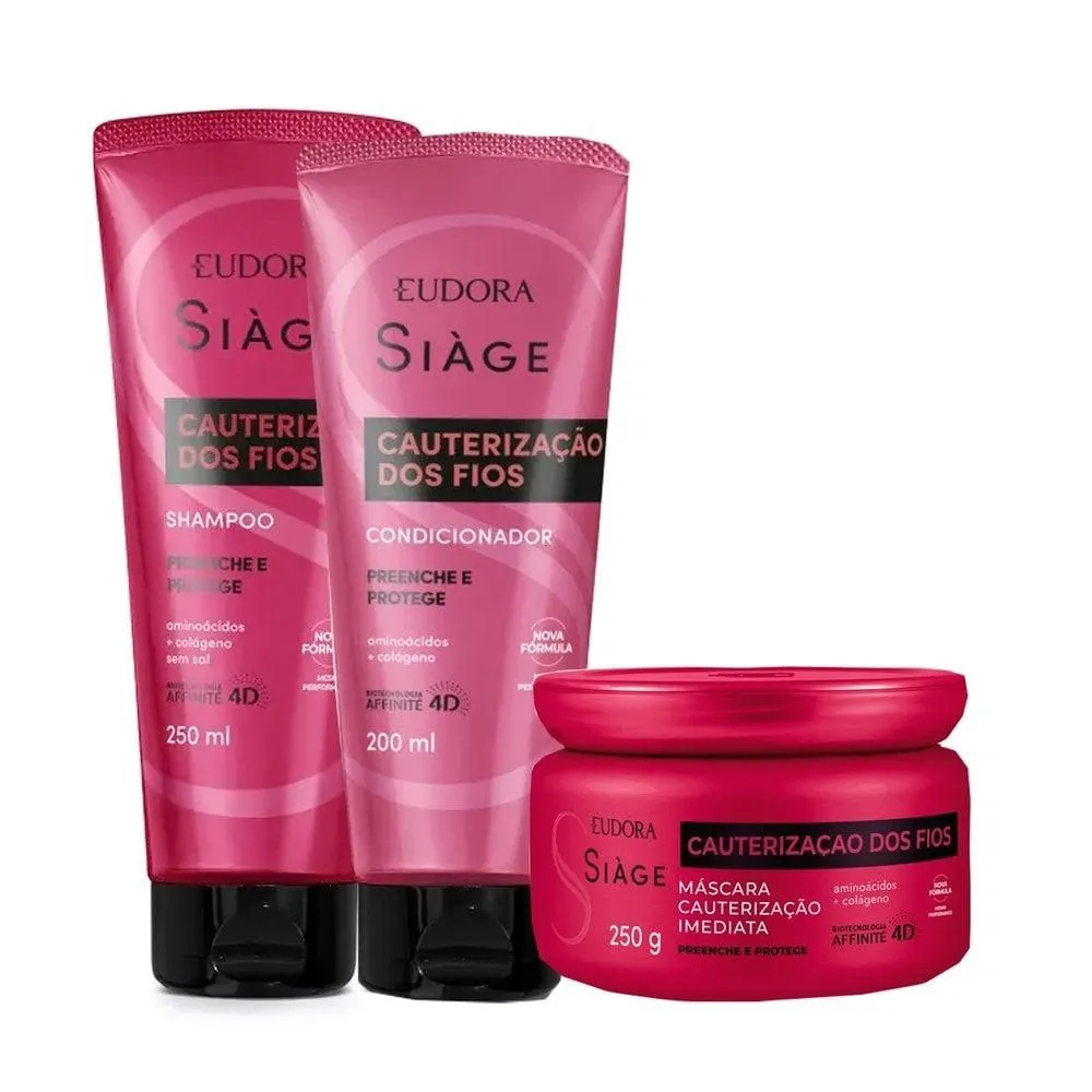 KIT SIáGE CAUTERIZAçãO DOS LISOS - SHAMPOO 250ML + CONDICIONADOR 200ML + MáSCARA 250G