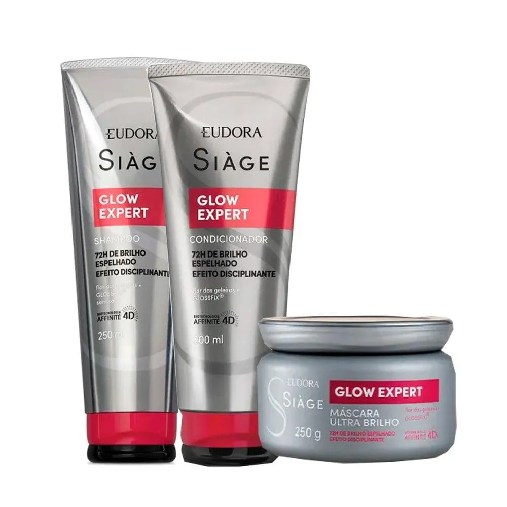 KIT SIáGE GLOW EXPERT - SHAMPOO 250ML + CONDICIONADOR 200ML + MáSCARA 250G