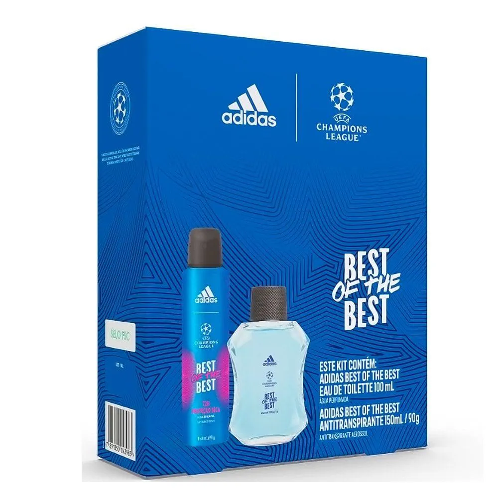 KIT PERFUME MASCULINO ADIDAS UEFA BEST OF THE BEST 100ML + DESODORANTE UEFA 150ML