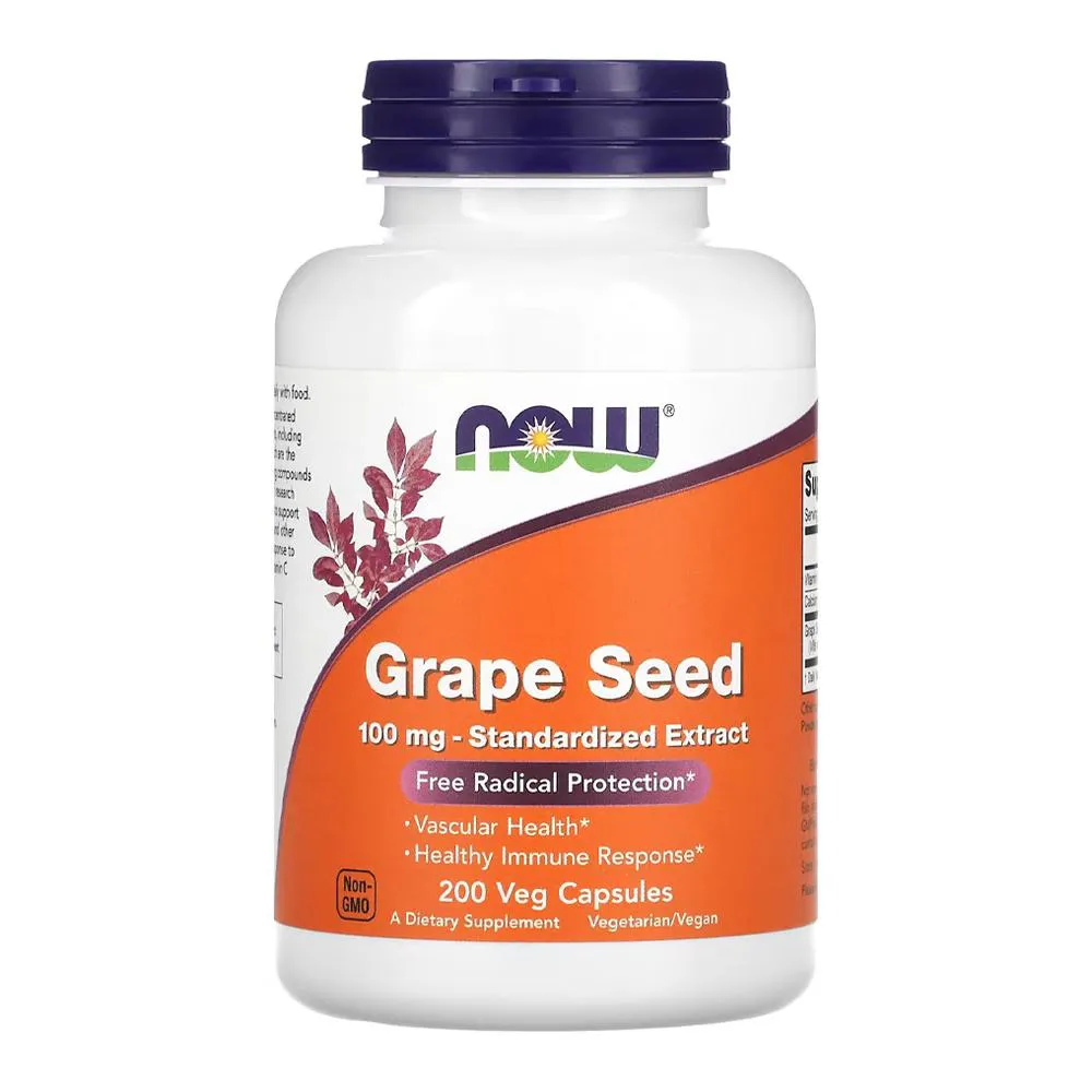 SEMENTE UVA 100MG NOW FOODS GRAPE SEED 200CAPS IMPORTADO