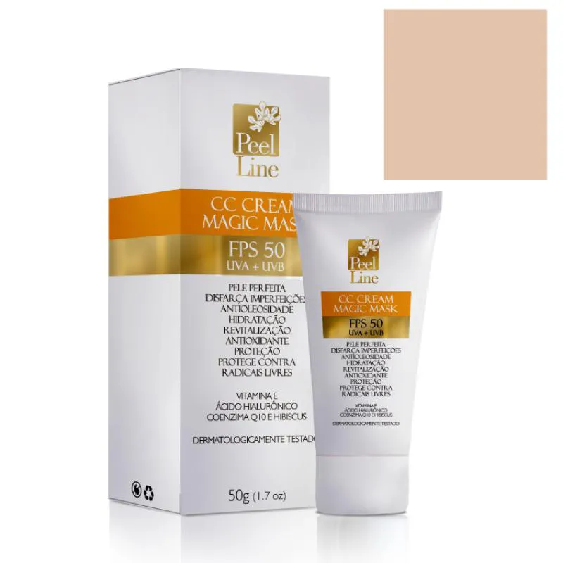 PROTETOR SOLAR CC CREAM MULTIFUNCIONAL FPS 50 PEEL LINE UVA UVB 50G BEGE CLARO