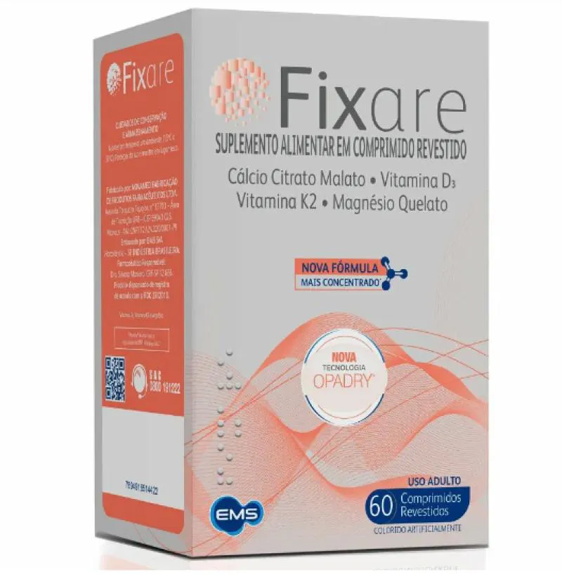 FIXARE C/60 COMPRIMIDOS - CITRATO MALATO DE CÁLCIO + MAGNÉSIO + VITAMINA D3 +  VITAMINA K2