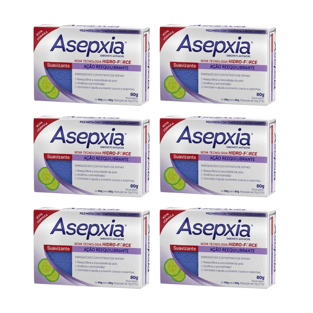 SABONETE ASEPXIA 80G SUAVIZANTE - KIT C/ 6UN