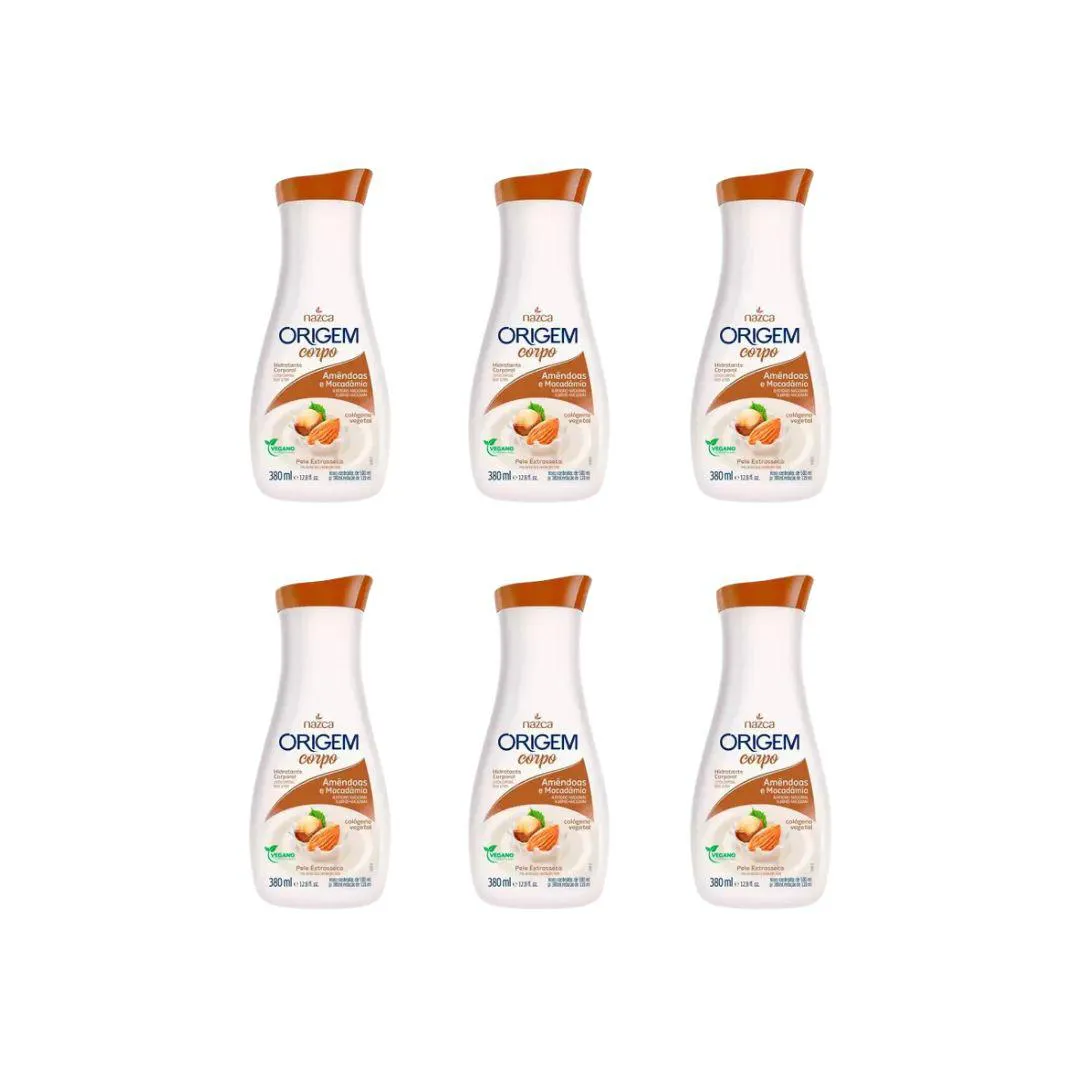 HIDRATANTE CORPORAL ORIGEM 380ML MACADA/AMENDOAS - KIT C/6UN