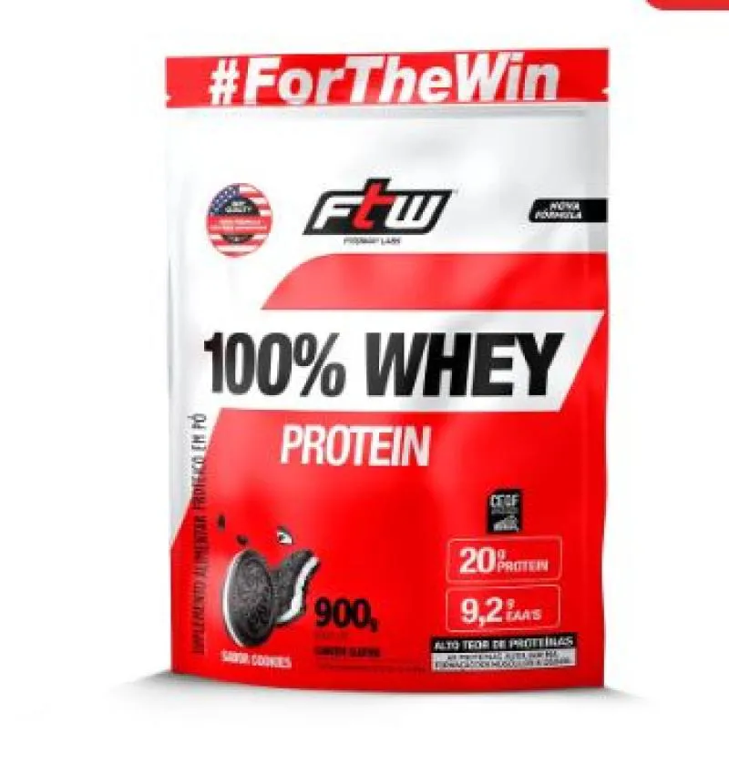 PROTEÍNA DO LEITE 100% WHEY PROTEIN 900G (REFIL)COOKIES - FTW
