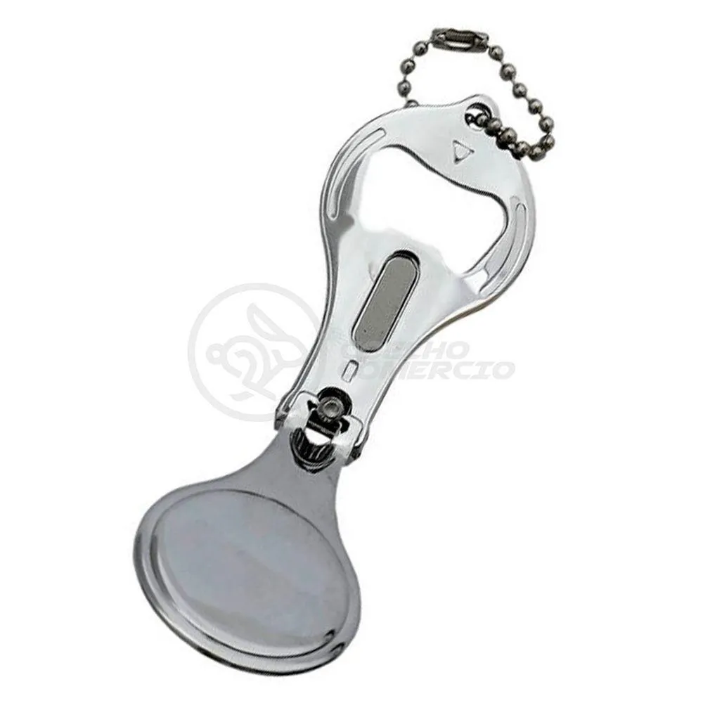 Kit 10 Cortador Unha C/ Lixa Inox Abridor Garrafa Chaveiro