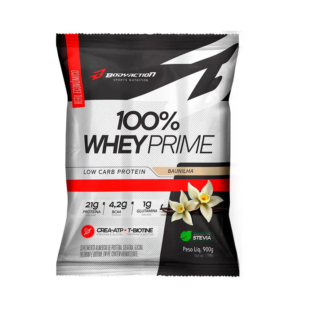 100% WHEY PRIME 900G REFIL BAUNILHA