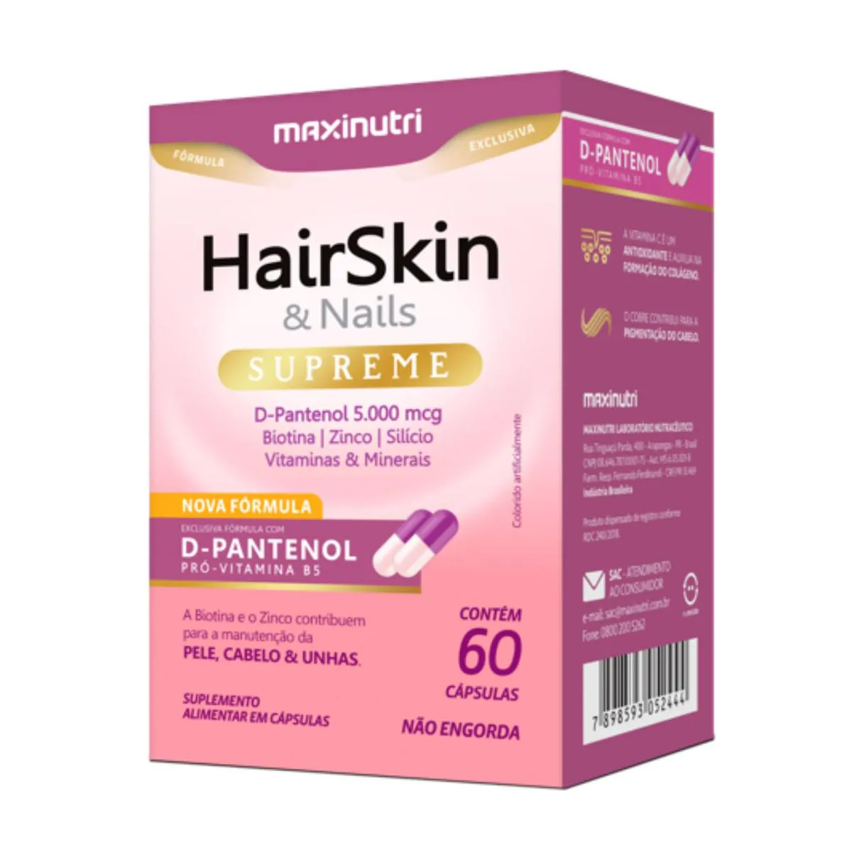 HAIR SKIN & NAILS SUPREME SUPLEMENTO C60 - MAXINUTRI