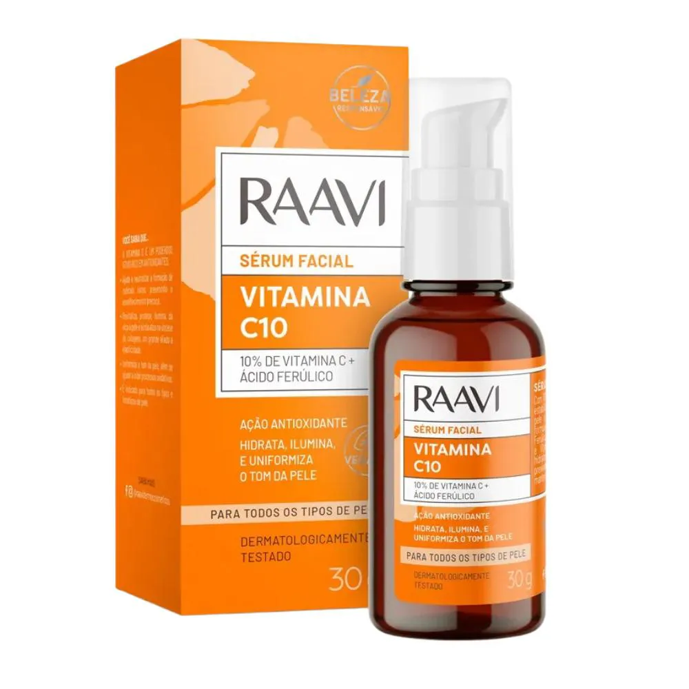 SéRUM FACIAL ILUMINADOR HIDRATANTE VITAMINA C10 RAAVI 30G