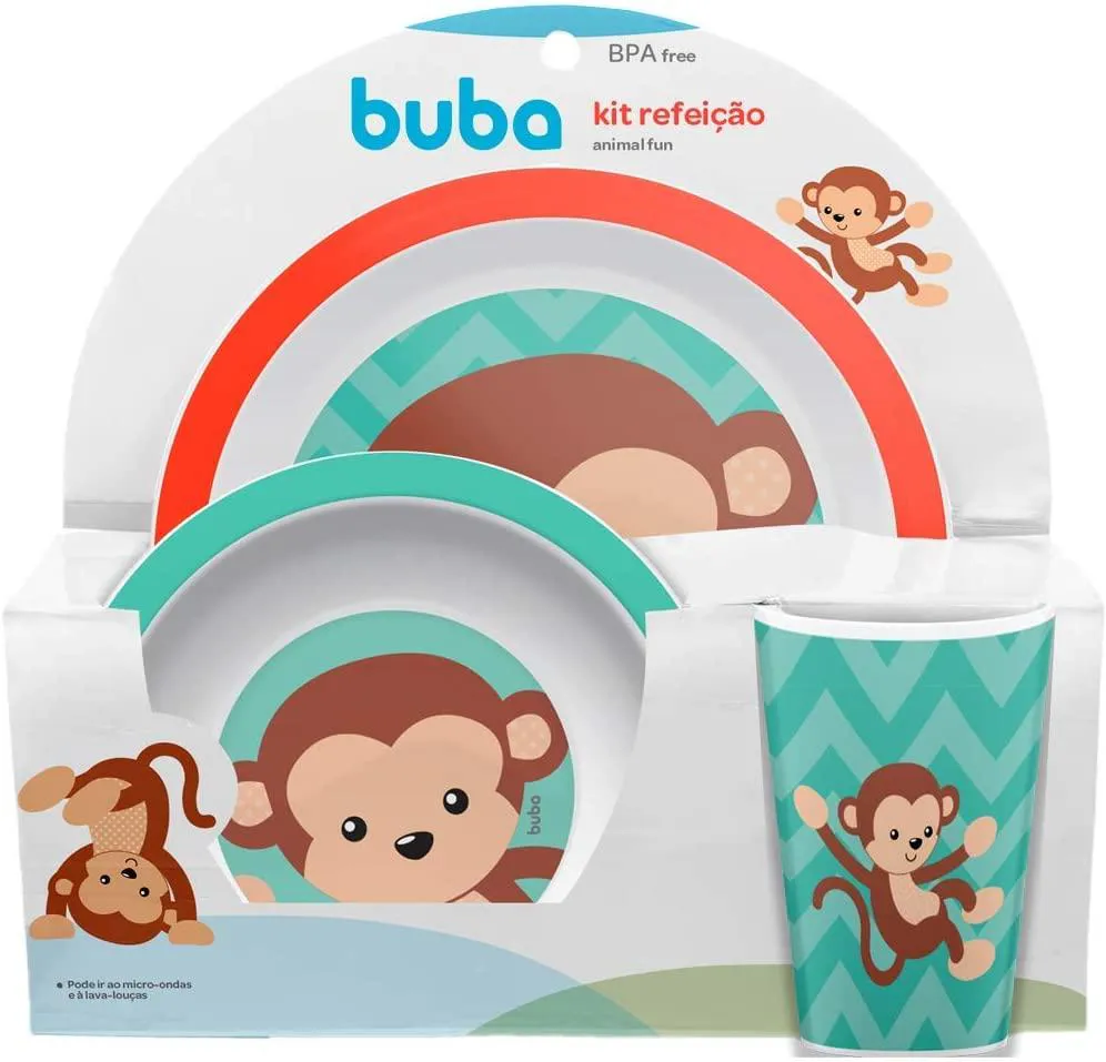 KIT REFEIçãO ANIMAL FUN MACACO