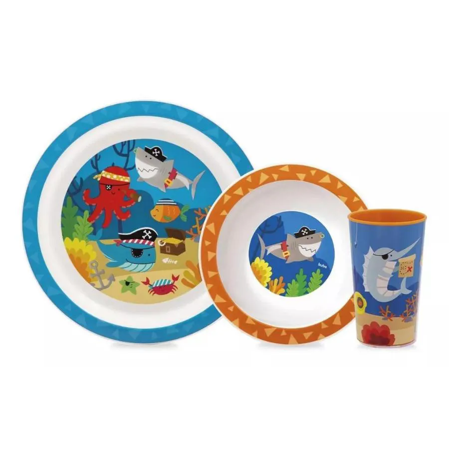 KIT REFEIçãO AVENTURAS C/ PRATO E COPO PIRATA BUBA