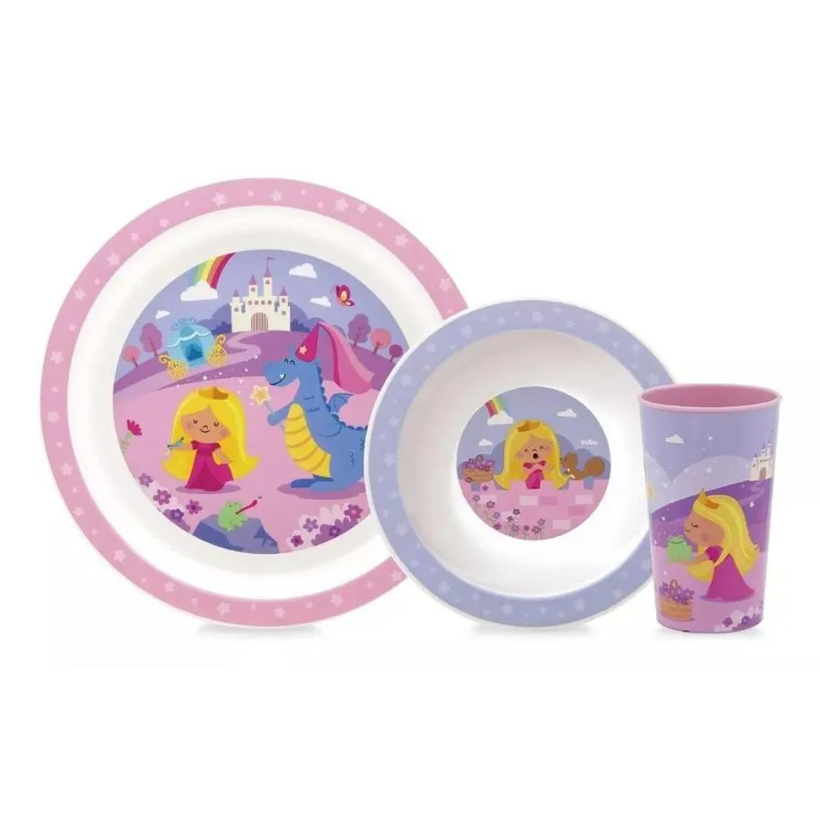 KIT REFEIçãO AVENTURAS C/ PRATO E COPO PRINCESA BUBA