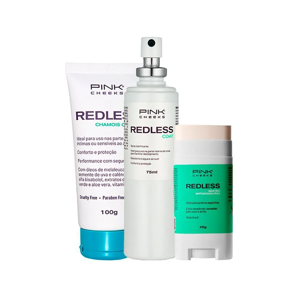 KIT PINK CHEEKS REDLESS - CREME ANTIATRITO CHAMOIS CREAM 100 G + BASTãO ANTIATRITO  45 G + SPRAY ANTIATRITO COAT 75 ML